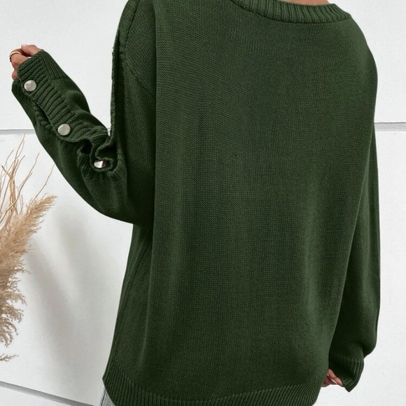 Button arm green sweater - Picture 2 of 2